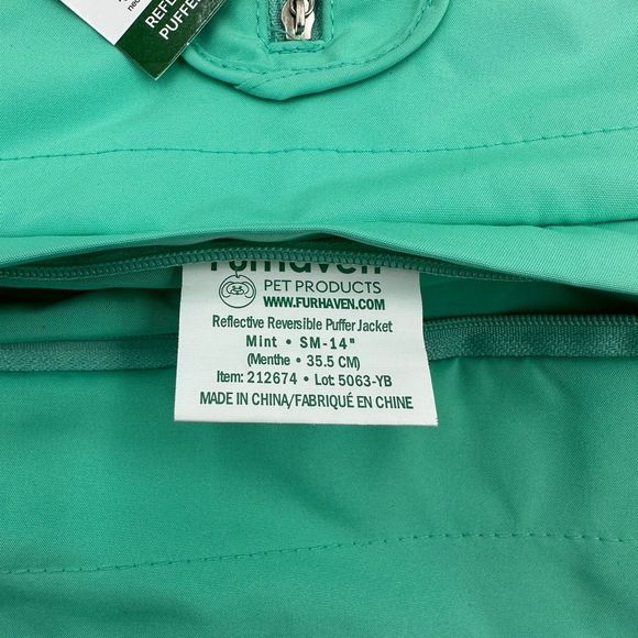 NWT!! Furhaven Reversible Reflective Puffer Jacket, Washable, Mint, Small - Picture 8 of 12